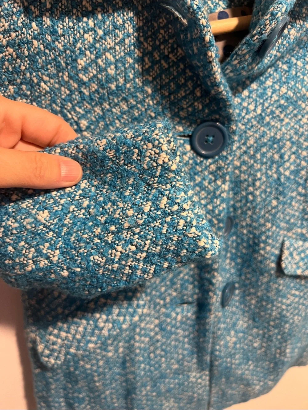Mini Boden Girls' Teal Tweed Pea Coat Size 3-4 Years